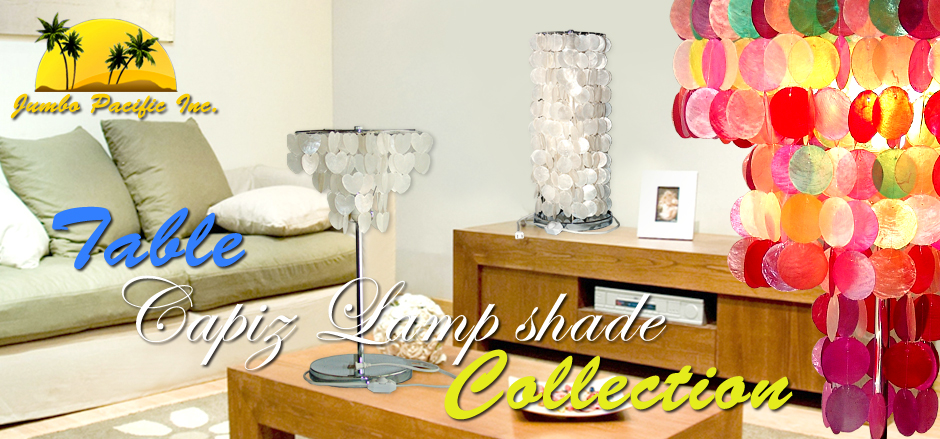Unique designs of capiz table lampshades